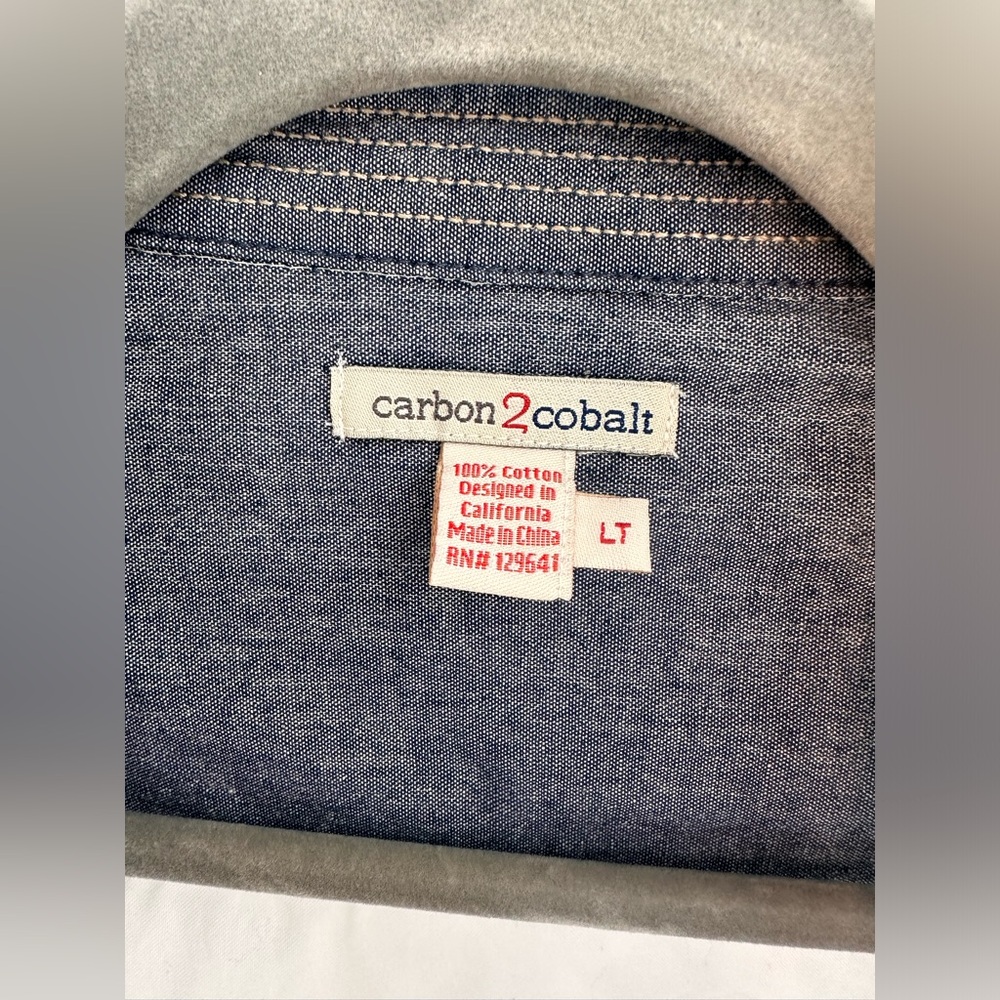 Carbon 2 Cobalt White Button Up Size Large Tall - image 4